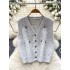 French retro style knitted vest women's autumn and winter embroidered loose and slimming design sense socialite temperament top