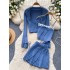 Pure Desire Style Knitted Set for Women, Sweet Inner Strap Tank Top+Versatile Knitted Cardigan Coat+pleated Skirt