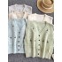 French retro style knitted vest women's autumn and winter embroidered loose and slimming design sense socialite temperament top