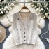 French retro style knitted vest women's autumn and winter embroidered loose and slimming design sense socialite temperament top