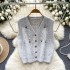 French retro style knitted vest women's autumn and winter embroidered loose and slimming design sense socialite temperament top