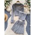 Pure Desire Style Knitted Set for Women, Sweet Inner Strap Tank Top+Versatile Knitted Cardigan Coat+pleated Skirt