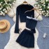 Pure Desire Style Knitted Set for Women, Sweet Inner Strap Tank Top+Versatile Knitted Cardigan Coat+pleated Skirt