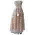 French socialite white birthday party evening dress mesh embroidered three-dimensional flower strapless dress 68506