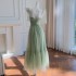 Socialite temperament party birthday dress long camisole dress women's grass green vacation long dress 68724