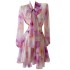 Summer new chiffon printed dress small V-neck long sleeved short dress 68809