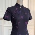 2024 early spring new product black slim fit short sleeved temperament dress cheongsam women 68408