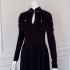 2023 Autumn/Winter New Black Long Sleeve Slimming Long Style Dress Dress for Women 68328