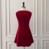 2023 autumn and winter new product red V-neck temperament short style slim fit temperament dress for women 68386