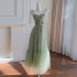 Socialite temperament party birthday dress long camisole dress women's grass green vacation long dress 68724