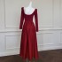 2024 Autumn/Winter New Red Long Waist Dress for Women 68821