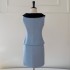 2024 autumn and winter new product blue short sleeveless top paired with skirt for women 91541+51312