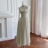 Summer New Product Light Green Elegant Design Long Dress French Retro Banquet Dress 68747