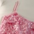 2024 Spring/Summer New Product Rose Pink Sparkling Strap Style Long Dress for Women 68476