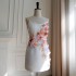 Temperament camisole style V-neck white embroidered decoration elegant atmosphere white dress daily wearable dress 68301