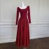 2024 Autumn/Winter New Red Long Waist Dress for Women 68821