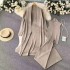 Autumn new lazy loose knit suit women's long shawl cardigan+high neck sweater+wide leg pants three piece set