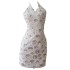 Summer new French style mesh embroidered sequins sexy hanging neck backless dress white dress 68646