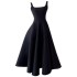 French Hepburn style black suspender dress, socialite style retro slim fit waist slimming dress, long skirt 68679