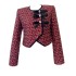 2024 autumn and winter new product: red tweed long sleeved top and jacket paired with short skirt for women