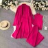 Autumn new lazy loose knit suit women's long shawl cardigan+high neck sweater+wide leg pants three piece set