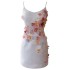 Temperament camisole style V-neck white embroidered decoration elegant atmosphere white dress daily wearable dress 68301