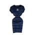 Contrast striped embroidered knitted short sleeved dress for women's summer temperament, slim fit short skirt, round neck waist bag, hip skirt