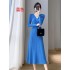 French retro pearl chain knitted dress for women in winter, slim fit and slimming over the knees, new gentle high waisted bottom skirt