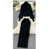 Fashion set for women in autumn and winter, retro round neck, cinched waist, slimming knit top, two-piece set, high waist, hip hugging skirt