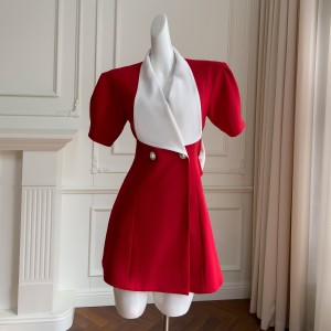 Summer new professional style suit dress, small red age reducing short skirt, backless 68670