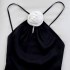 2024 early spring new product French black hanging neck and waist slimming temperament dress 68368