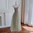 2024 summer new product light emerald green temperament long waist slimming camisole dress 68710