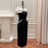 Single shoulder three-dimensional big bow temperament small dress fashionable contrasting black slim fit dress 68369