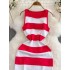 2024 summer sleeveless women's fashion casual striped design exudes a sense of luxury and slimming temperament, including a hip hugging dress and a long skirt