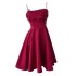 2024 early spring new product wine red suspender waist cinching slimming temperament dress dress 68295