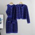 Spring and Autumn Women's Maze Gold Buckle Cardigan Strap European and American Women's Small Fragrant Knitted Dress Two Piece Set