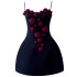 French socialite style flower waist cinched camisole dress, women's small fragrance style three-dimensional flower temperament formal dress 68642