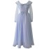 French style princess dress sweet short sleeved waist slimming blue dress with bubble sleeves and mesh long dress 68532