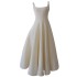 French Hepburn style beige suspender dress, socialite style retro slim fit waist slimming long dress for women 68601