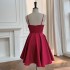 2024 early spring new product wine red suspender waist cinching slimming temperament dress dress 68295