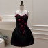 French socialite style flower waist cinched camisole dress, women's small fragrance style three-dimensional flower temperament formal dress 68642