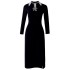 2024 autumn/winter new black long sleeved slim fit dress with a slimming temperament, mid size daily dress 68811