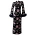 Improved autumn and winter slimming cheongsam style elegant stand up collar detachable fur flared sleeves mid length formal dress 68667