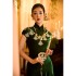 Spring and summer new improved cheongsam, Chinese Republican style formal dress, socialite green long formal dress, female 67683