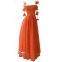 Socialite temperament party birthday dress medium long camisole dress orange red vacation dress 68688