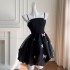 Fashion women's summer new sweet butterfly princess dress flower bud skirt suspender skirt black and white short skirt party dress