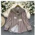 Two piece oversized design shawl shirt for women's summer new style, fat mm striped loose and slimming shirt