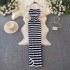 Fashionable and sexy striped collarbone exposed French style dress with a cinched waist and slimming base, knitted hip hugging suspender dress