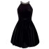 French retro style socialite hanging neck rhinestone black velvet slim fit short skirt dress 68359