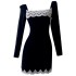 French socialite Xiaoxiang, wealthy heiress, black dress with temperament, slim fit, waist cinched, square neck, A-line small black dress 68853